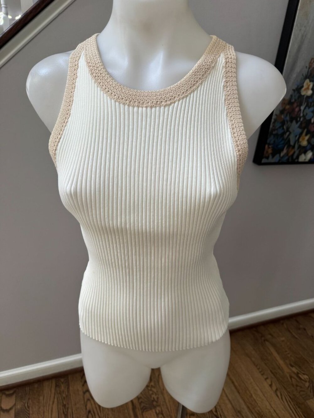 Bishop + Young Candace Ribbed Sweater Tank Top White Medium